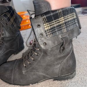 Grey combat boots